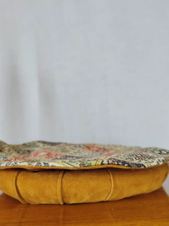 Elegant Mustard Velvet Pakol Cap with Kani Print