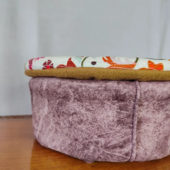 Purple and Mustard Velvet Pakol Cap with Border and Kani on Top - Image 3