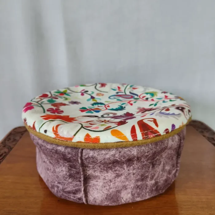 Purple and Mustard Velvet Pakol Cap with Border and Kani on Top - Image 2