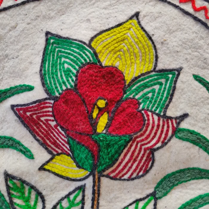 3×2 ft Kashmiri Wool Namda with Hand Aari Embroidery - Image 2