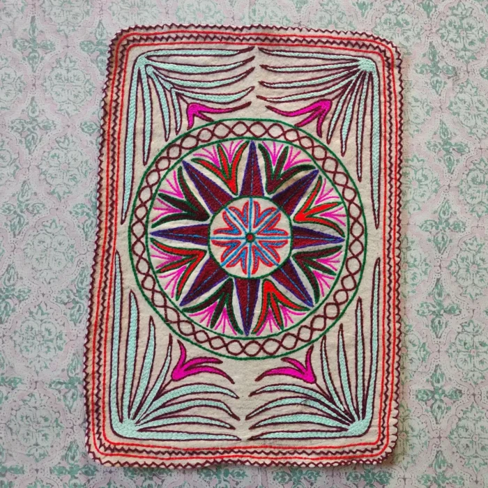 3×2 ft Kashmiri Wool Namda with Hand Aari Embroidery