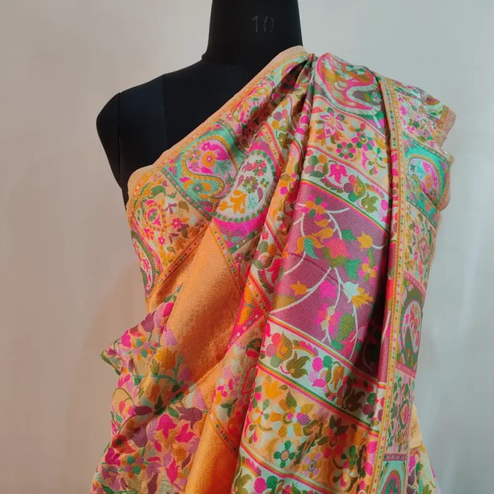 Peach Cotton Silk with Kani Weaving Noora Saree - Image 2