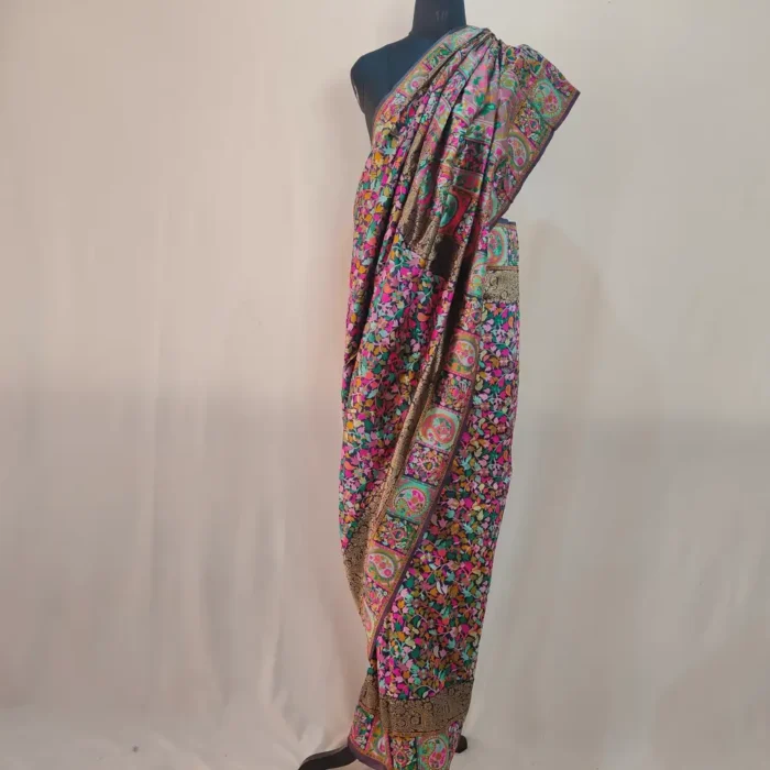 Kani Weaving Dark Blue Saree in Cotton Silk - Image 2