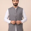 Kashmiri Grey Men’s Waistcoat Made from Poshish Tweed Handloom Fabric