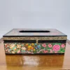 Kashmiri Black Paper Machie Floral Tissue Box