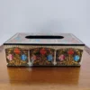 Black Hand Painted Paper Machie Tissue Box