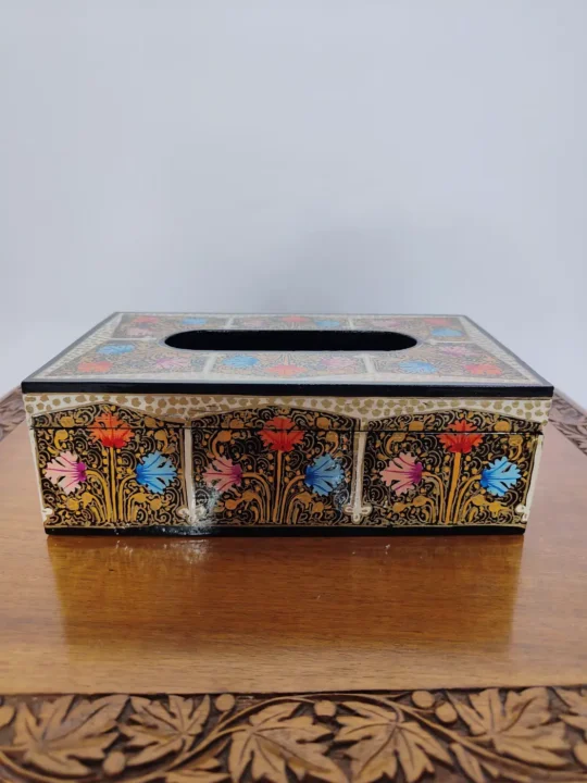 Black Hand Painted Paper Machie Tissue Box