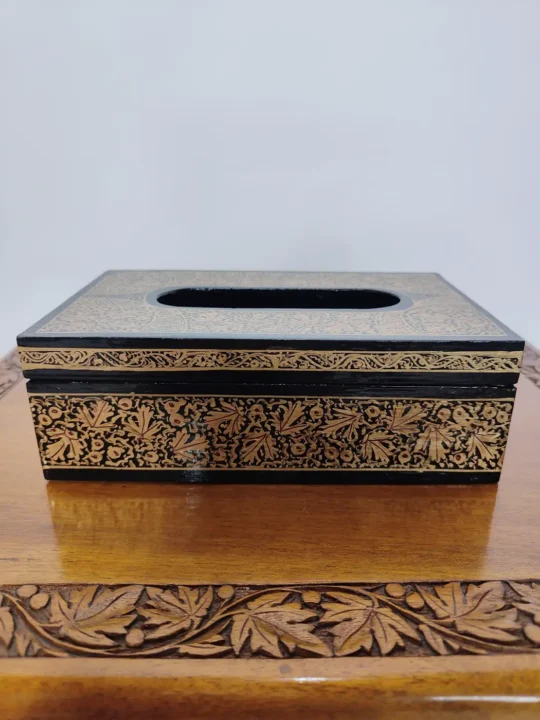 Kashmiri Paper Machie Black Tissue Box