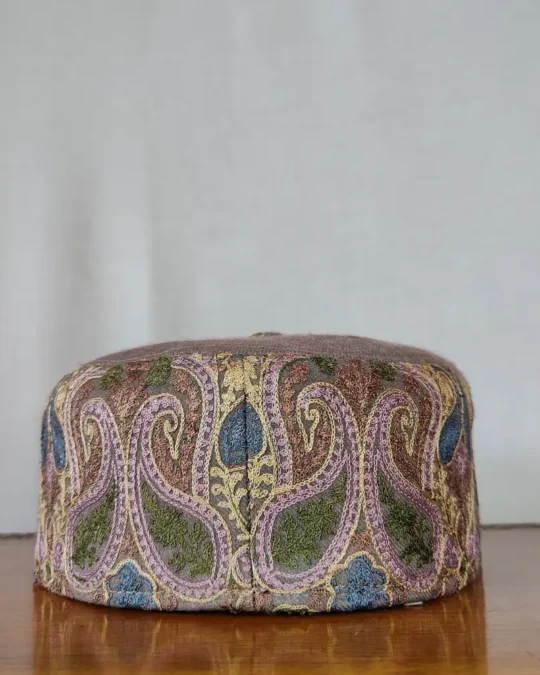 Shahnaz Premium Brown Cap in Toosha with Aari Work
