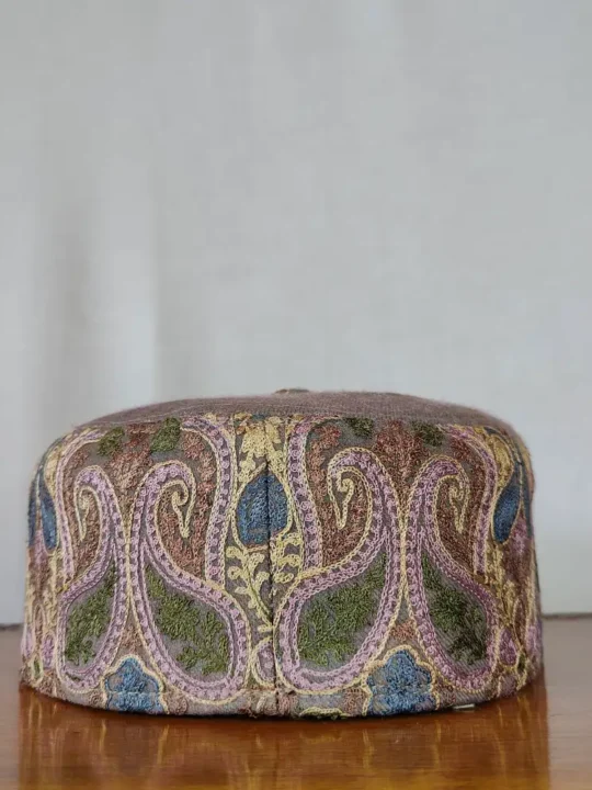 Shahnaz Premium Brown Cap in Toosha with Aari Work