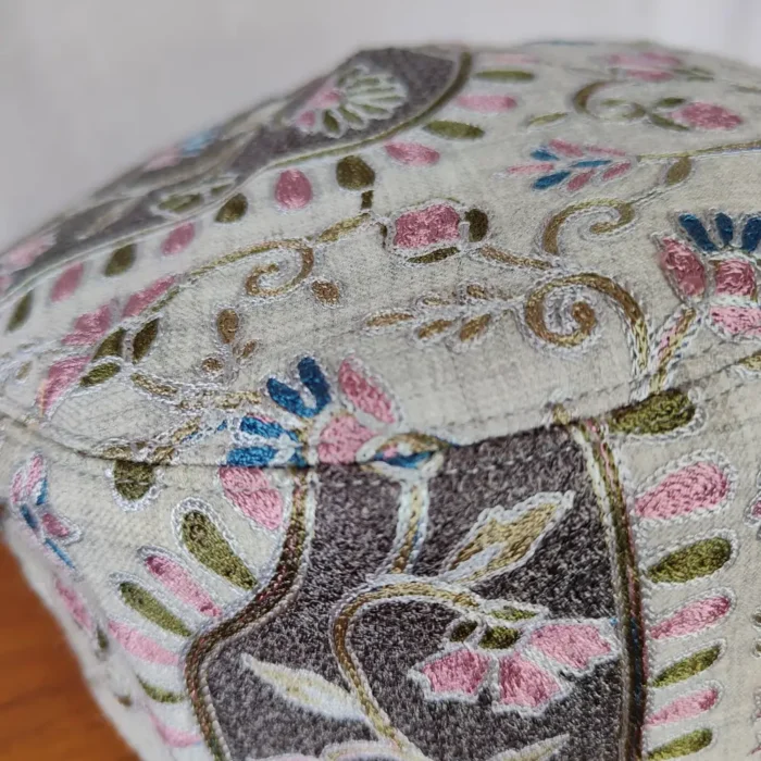 Fahemi Light Grey Premium Aari Embroidered Cap in Toosha - Image 2