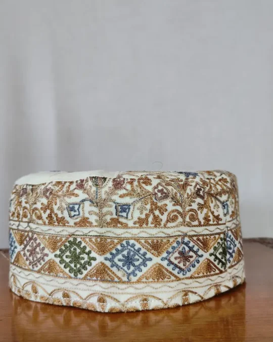 Premium Cream-Toned Toosha Aari Work Cap