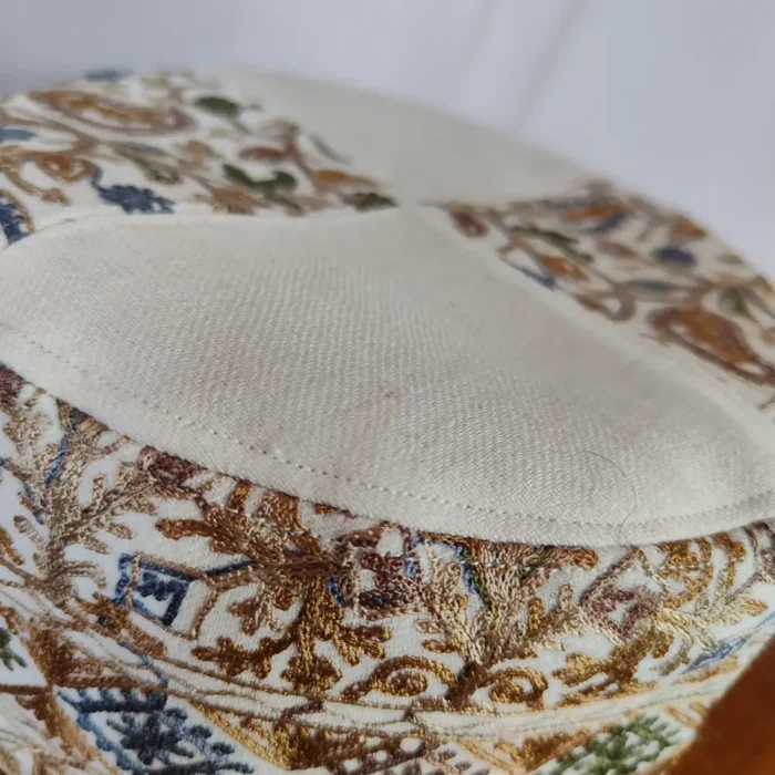 Premium Junaid Cream-Toned Toosha Aari Work Cap - Image 3