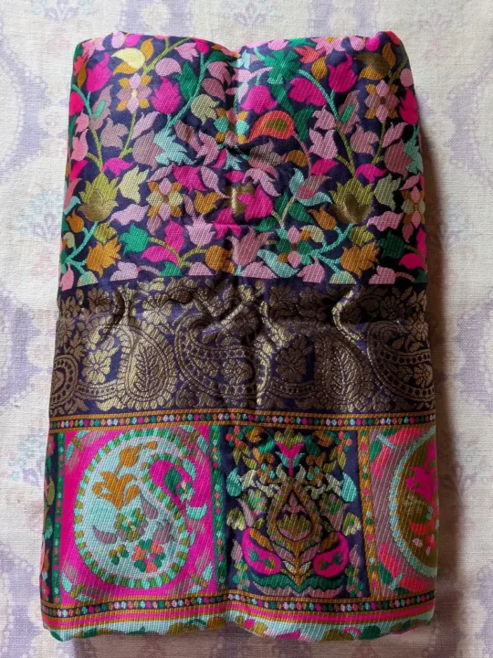 Kani Weaving Dark Blue Saree in Cotton Silk