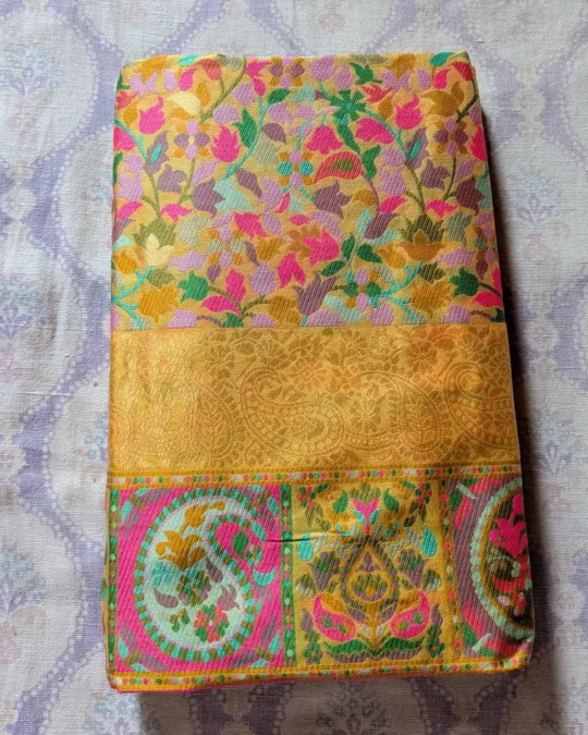 Mustard Color Zaibunnisa Cotton Silk Saree with Kani Pattern