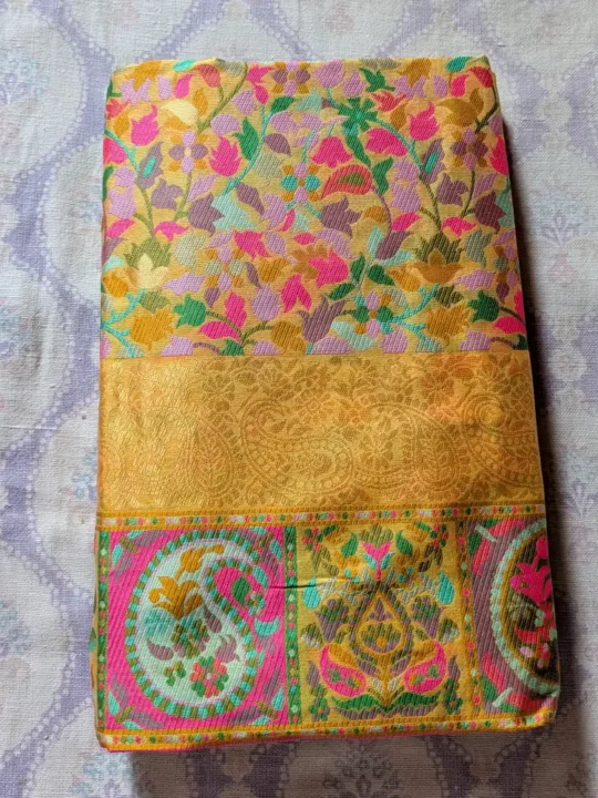 Mustard Color Zaibunnisa Cotton Silk Saree with Kani Pattern