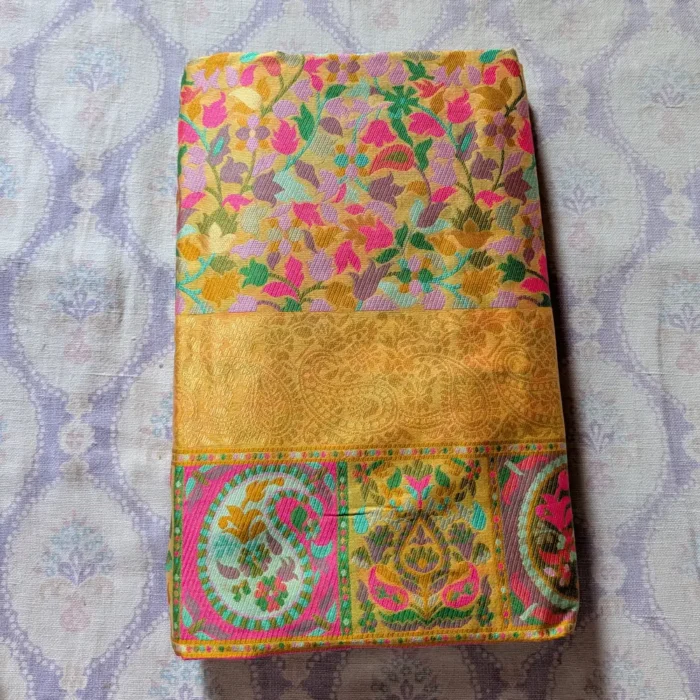 Mustard Color Zaibunnisa Cotton Silk Saree with Kani Pattern