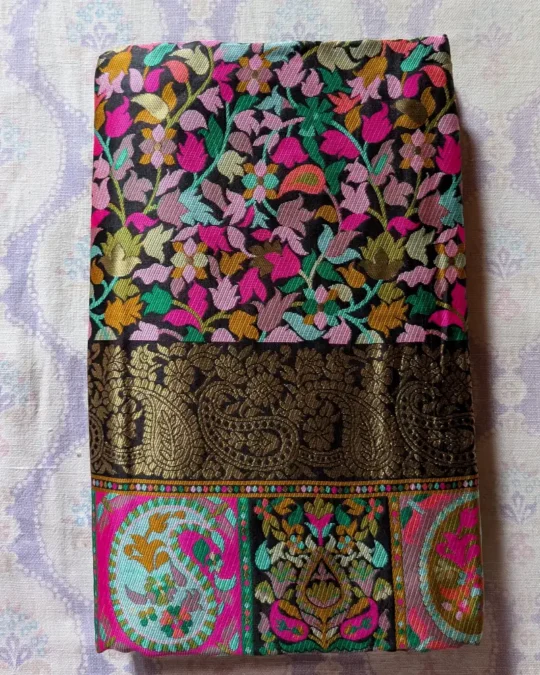 Cotton Silk Black Saree with Kani Weaving