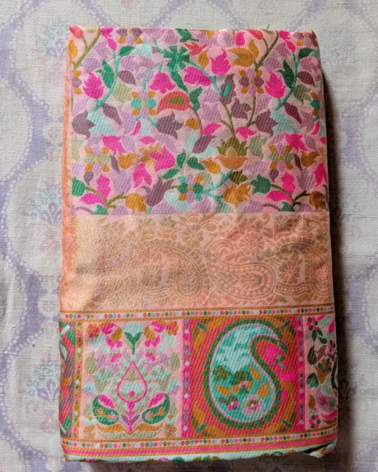 Kani Pattern Pink Saree in Cotton Silk