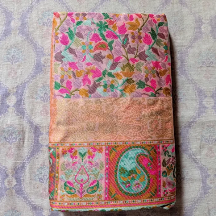 Kani Pattern Pink Saree in Cotton Silk