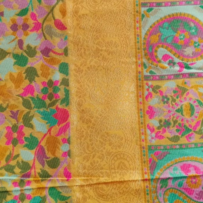 Mustard Color Zaibunnisa Cotton Silk Saree with Kani Pattern - Image 3