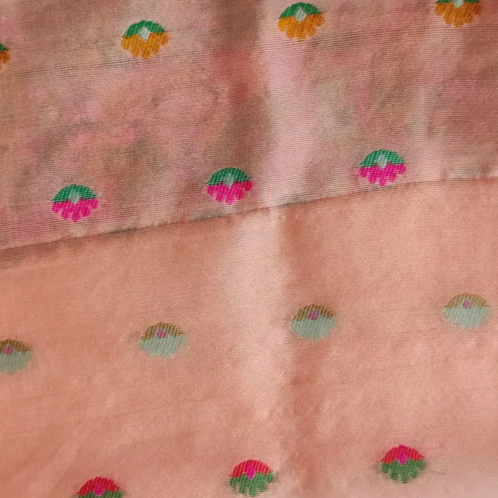 Kani Pattern Pink Saree in Cotton Silk - Image 3