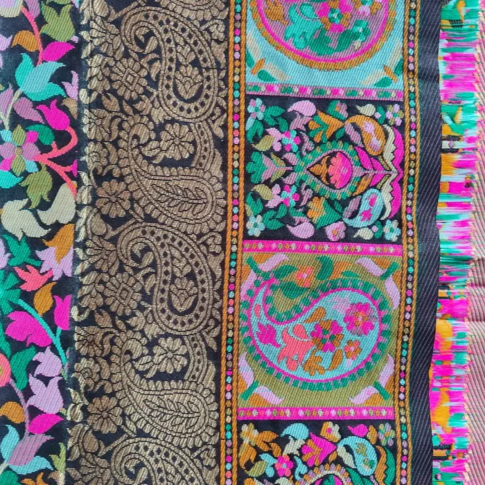 Cotton Silk Black Saree with Kani Weaving - Image 3