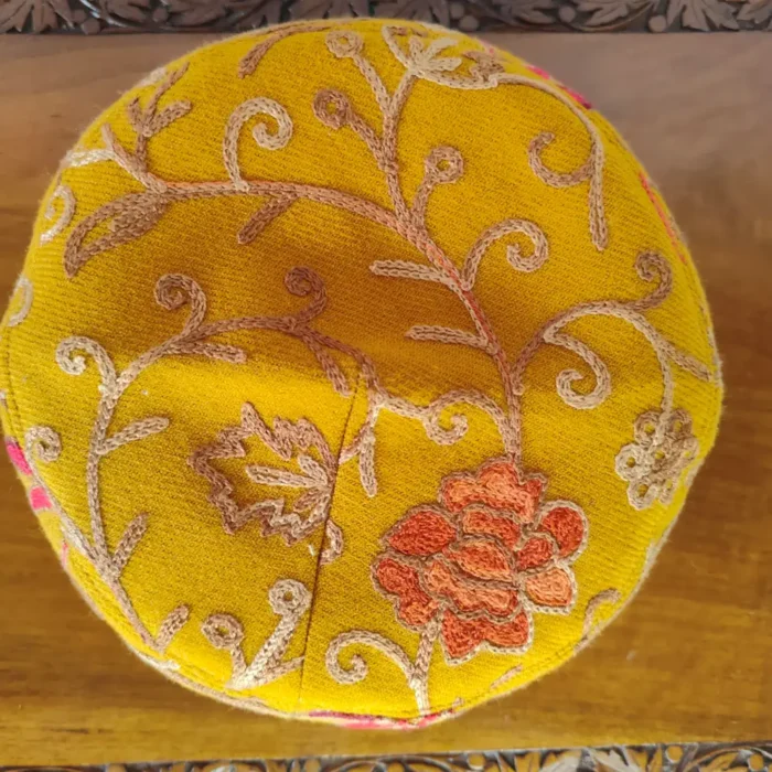 Gulnar Mustard Gentleman's Cap with Elegant Ari Work - Image 3
