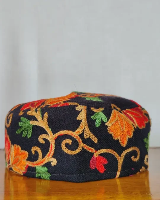 Haalim Black Cap on Wool - Aari Embroidery