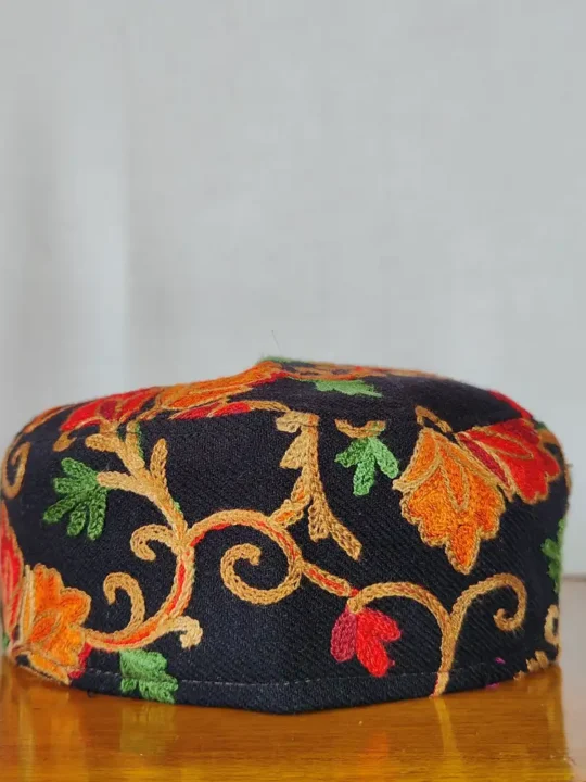 Haalim Black Cap on Wool - Aari Embroidery