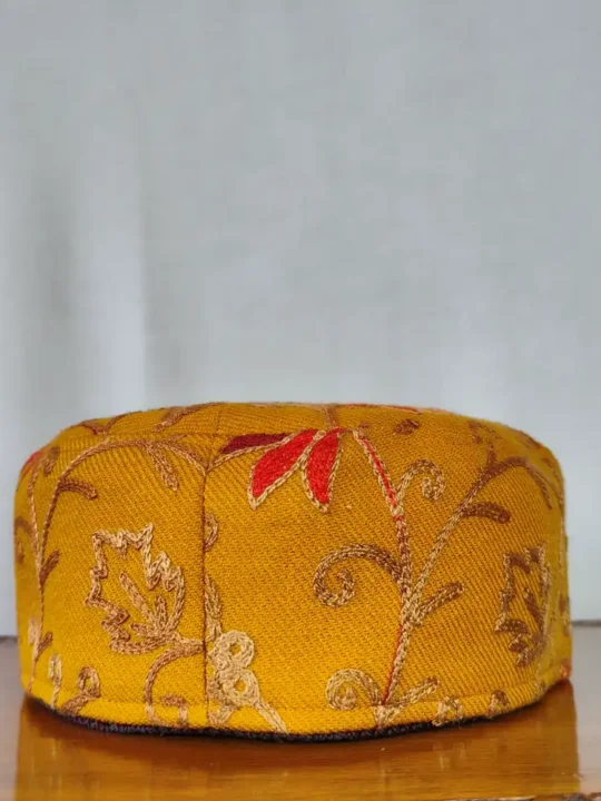 Gulnar Mustard Gentleman's Cap with Elegant Ari Work