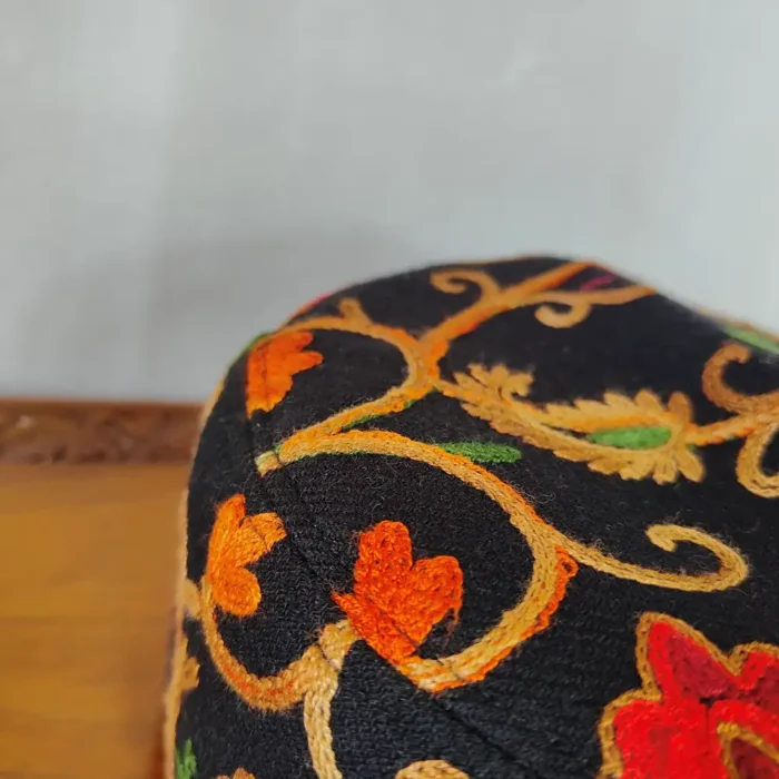 Haalim Black Cap in Aari Embroidery - Image 2