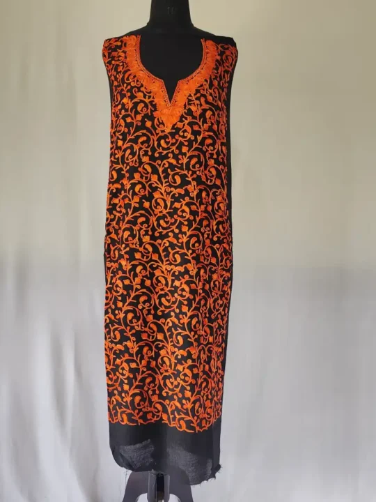 Black Crush Cotton All-over Jaal Aari Work suit