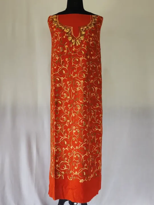 Orange Crush Cotton All-over Jaal Aari Work