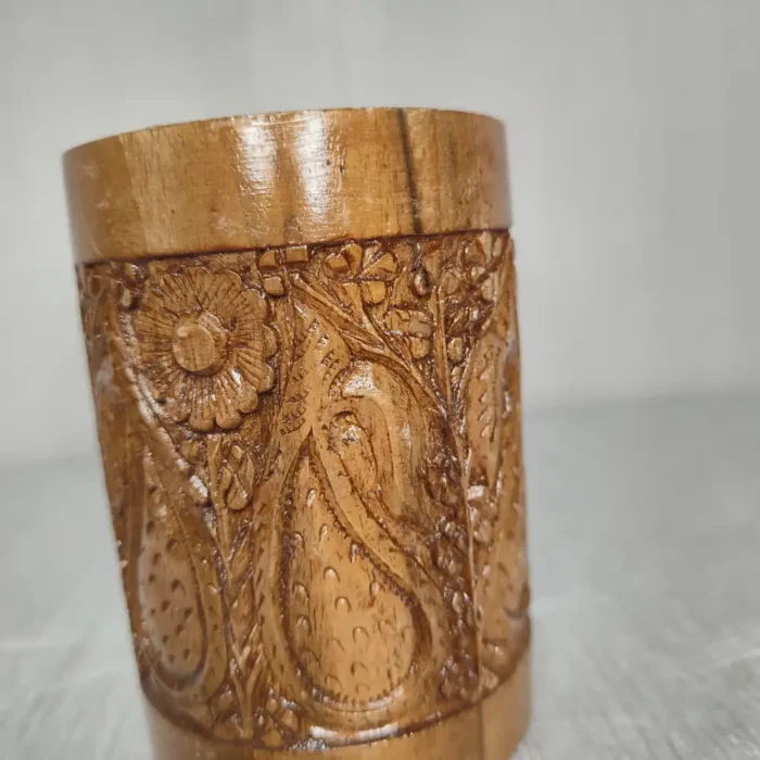 Walnut Wood Kashmiri Pen Holder - Hand Carving - Image 5