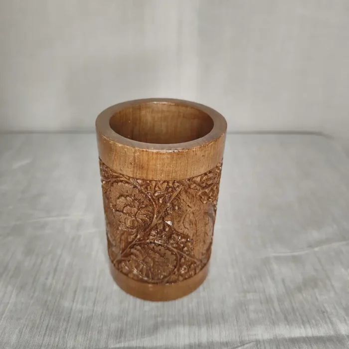 Pen Holder – Chinari Walnut Wood Carving from Kashmir - Image 2