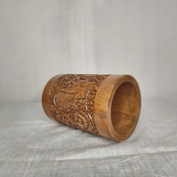 Pen Holder – Chinari Walnut Wood Carving from Kashmir - Image 3