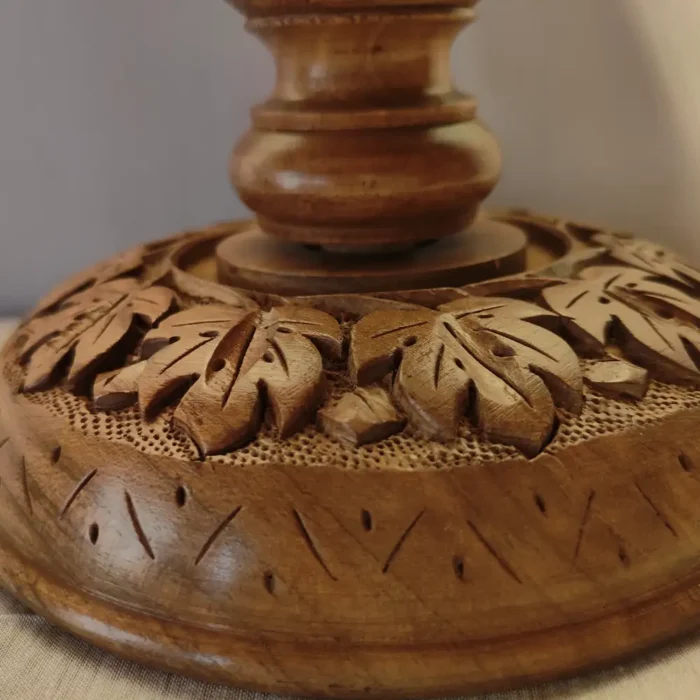 Walnut Wood Table Lamp from Kashmir – Hand Craft Carving - Image 4