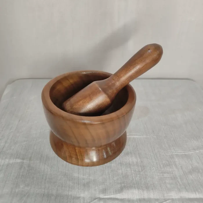Kashmiri Walnut Wood Mortar & Pestle - Rounded Simplicity - Image 2