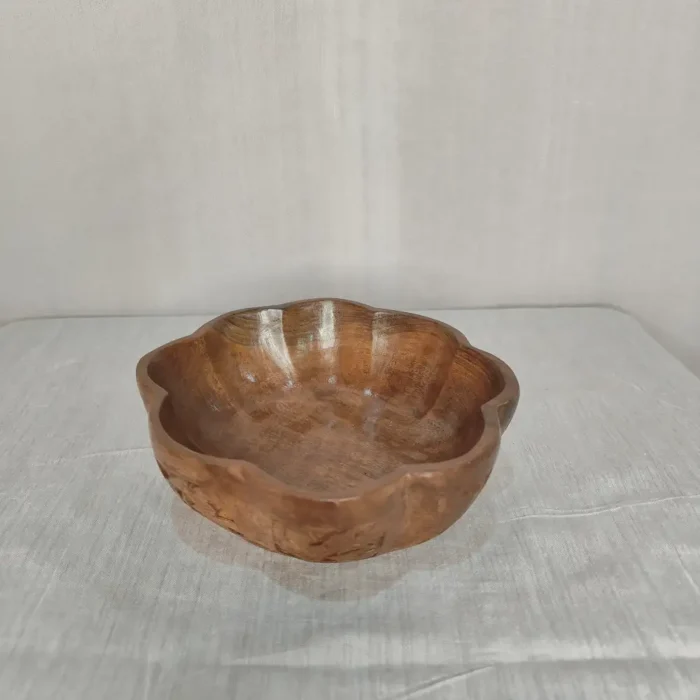 Kashmiri Walnut Wood Bowl - Chinar Carving - Image 3