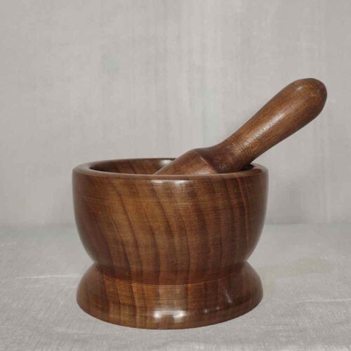 Kashmiri Walnut Wood Mortar & Pestle - Rounded Simplicity
