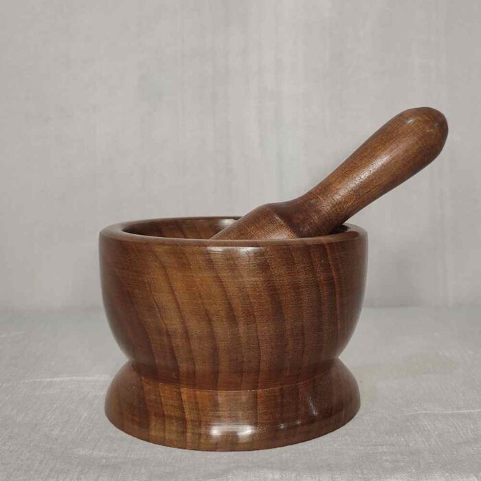 Kashmiri Walnut Wood Mortar & Pestle - Rounded Simplicity