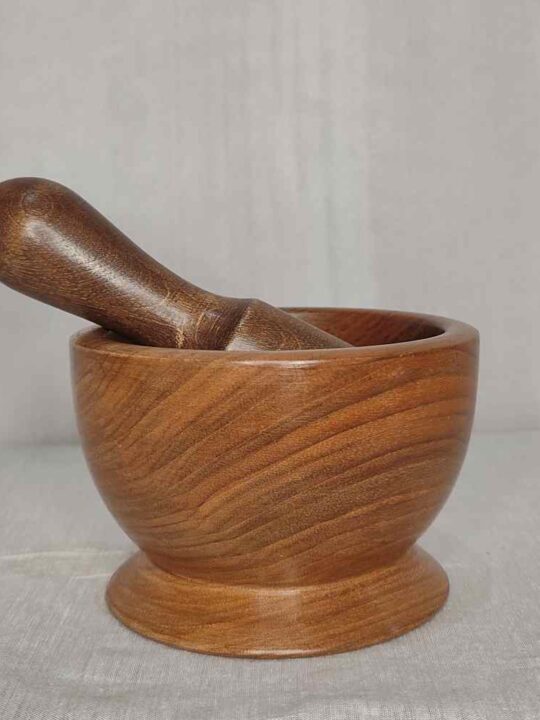 Walnut Wood Mortar & Pestle from Kashmir - Polished