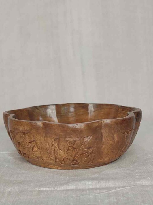 Kashmiri Walnut Wood Bowl - Chinar Carving