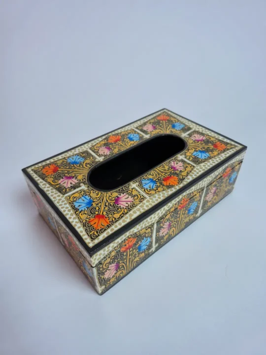 Black Hand Painted Paper Machie Tissue Box