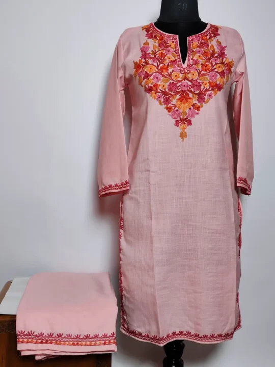 Ruby Cotton Aari Embroidery Pink Co-ord Set