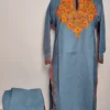 Ruby Cotton Aari Embroidery dark grey Co-ord Set