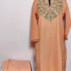 Ruby Cotton Aari Embroidery peach Co-ord Set