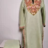 Light Green Color Cotton Co-ord Set with Aari Embroidery