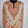 Hina Chocolate Long Cotton Kurti with Elegant Sleeve Aari Embroidery